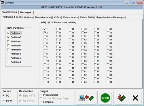 Configuring PRT3 panel