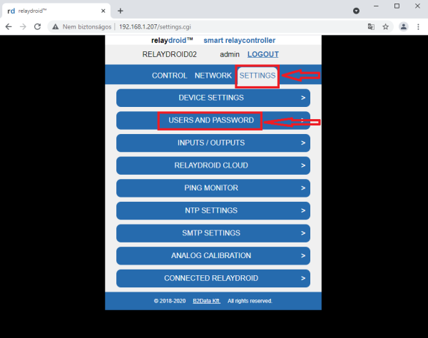 Users and passwords
