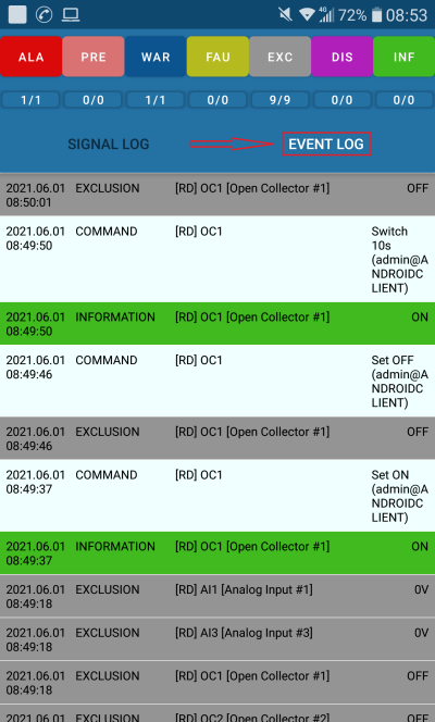 Event log