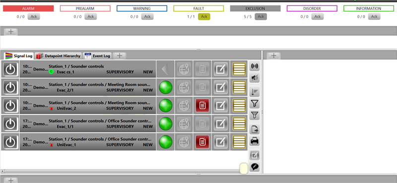 Signal log filtered by Exclusion category
