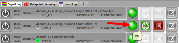 Command menu from signal log