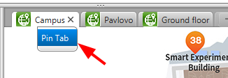 Pinned map tab