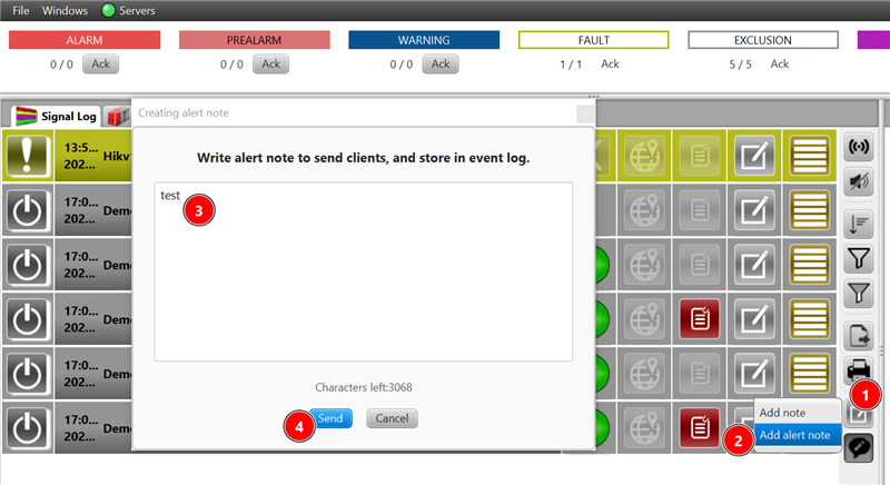 Sending an alert message